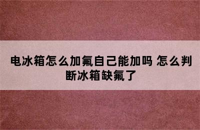 电冰箱怎么加氟自己能加吗 怎么判断冰箱缺氟了